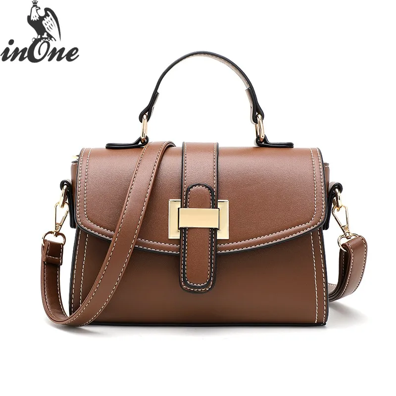 

INONE Luxury Bags for Women 2018 Retro Messenger Shoulder Bags Fashion Crossbody Handbag Cute Purse with Metal H Belt Cap