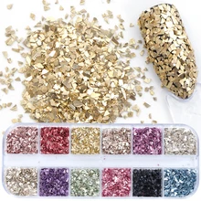 12 сеток/набор хлопьев неровные Блестки для ногтей шампанское 3D разбитое стекло блестки смешанные цвета фольга для украшения ногтей TRLY
