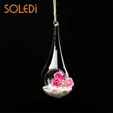 Настольная подвесная бутылка в форме капли воды, стеклянная ваза, Террариум, декор для двора