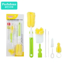 6 шт./компл. детская молочная щетка для бутылочки для кормления ручка портативная нейлоновая и губчатая трубка очиститель Соска-пустышка щетки для соски