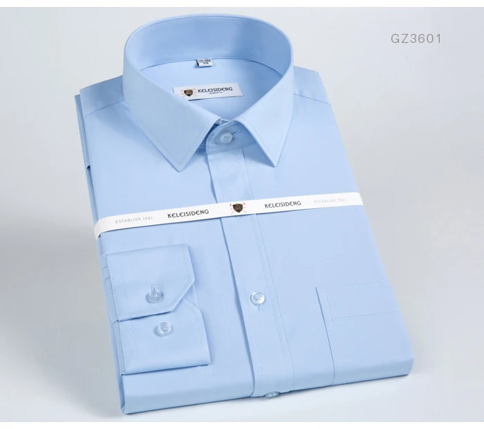 Мужская рубашка с длинным рукавом, приталенная, однотонная, с одним нагрудным карманом, официальные, деловые, без морщин, офисные рубашки