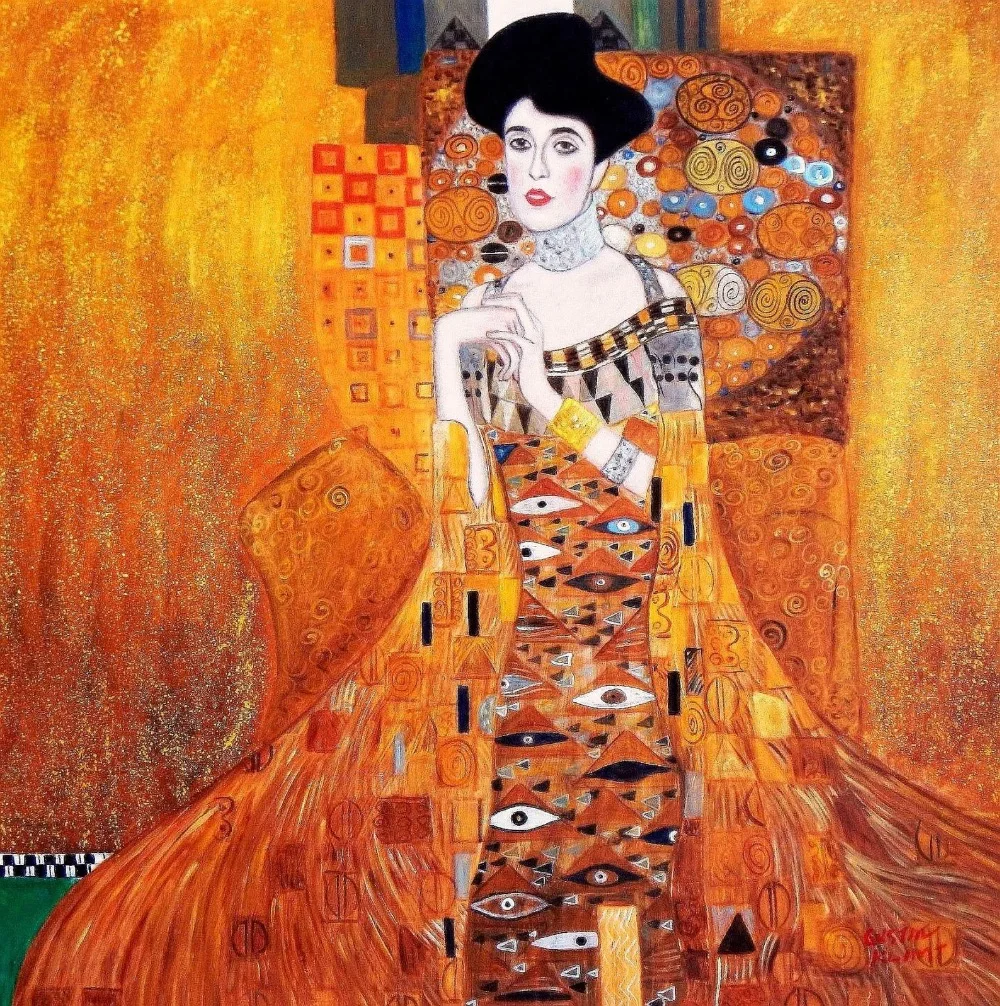 

Modern Abstract 100%Handmade gustav klimt adele bloch bauer (portrait of oil painting The kiss Klimt 30X30 inch