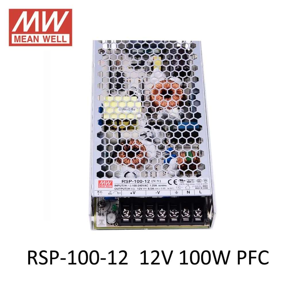 

Original MEAN WELL RSP-100-12 Switching Power Supply 12V 8.5A 100W Meanwell ac dc 12V power supply with PFC function UL CE CB