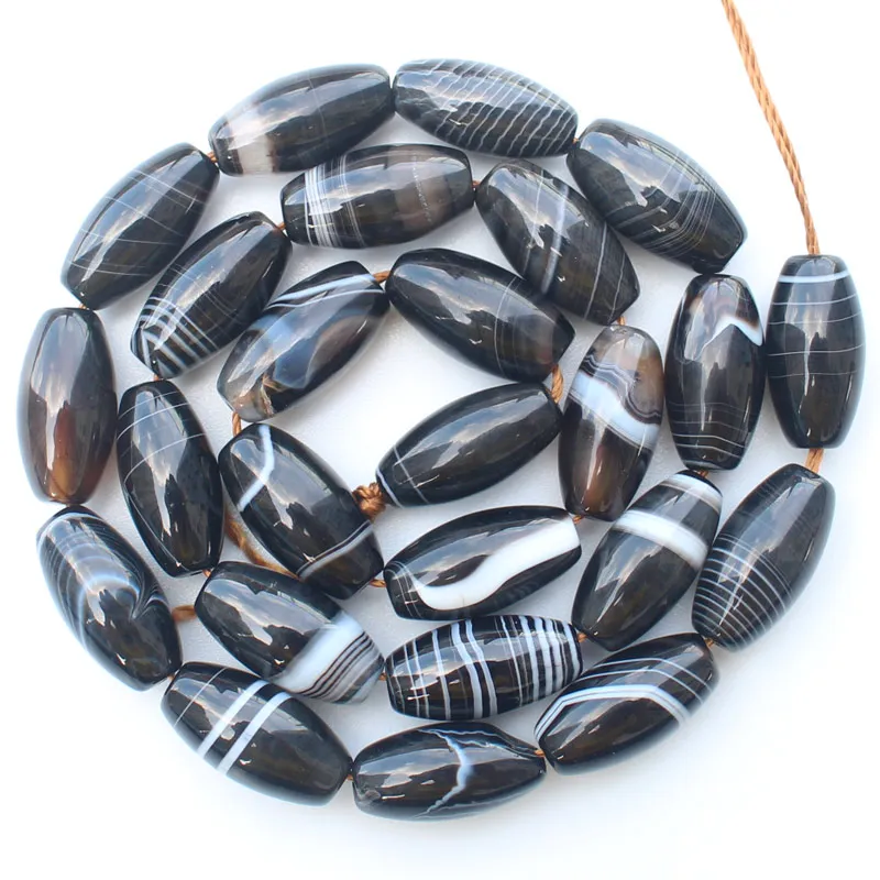 8x16mm 24psc Black stripe ag 6-30mm Oval beads 15inch per strand, For DIY Jewelry Making, pendant,necklace - Цвет: 8x16mm 24psc