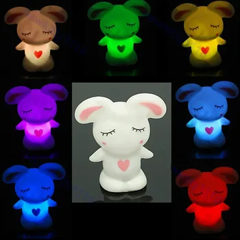 

Rascal rabbit Romantic Colorful 7 Color Changing LED Lamp Night Light Kids Gift O06