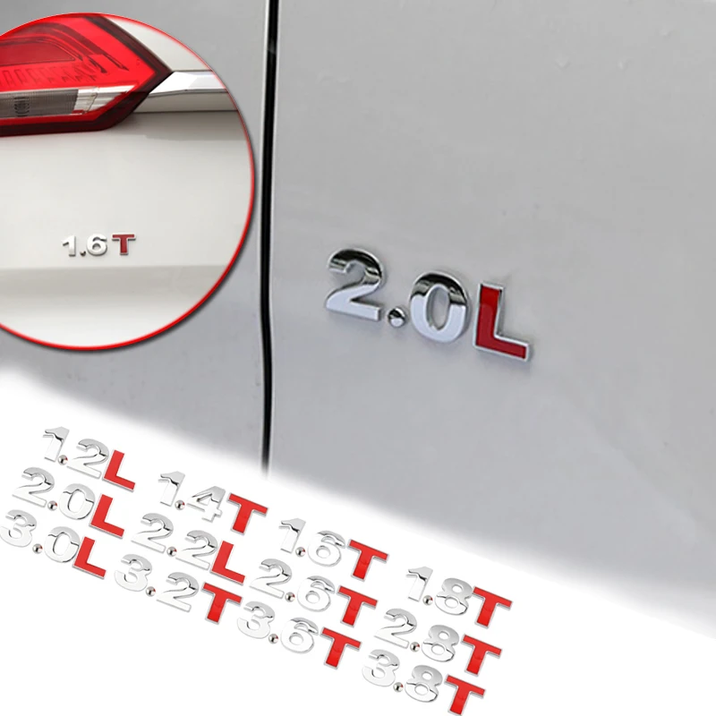 

Car Styling Car 3D Metal 2.0T 1.6T 3.0T 1.5T 1.0T 1.4T 1.8T Logo Sticker Emblem Badge Decals For Renault Ford Kia Honda BMW Audi