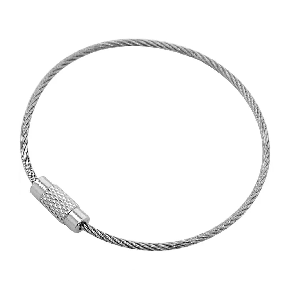 10pcs Multifunctional Stainless Steel Wire Rope Car Key Ring Silver 10cm