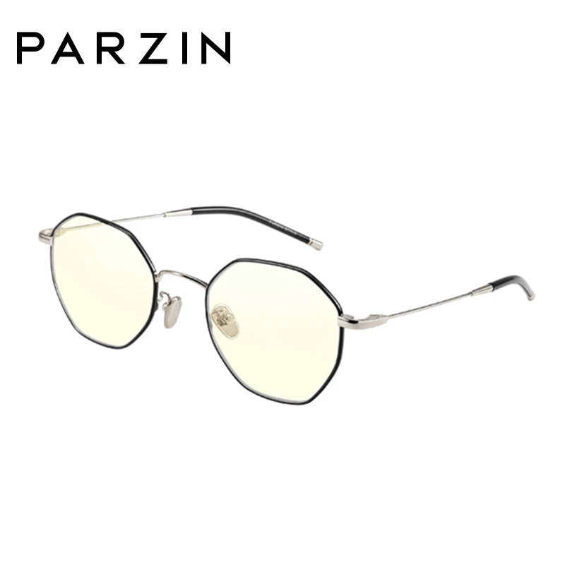 

PARZIN Computer Glasses Blue Light Blocking Glasses Women Men Alloy Polygon Glasses For Computer Eyeglass Frame Black