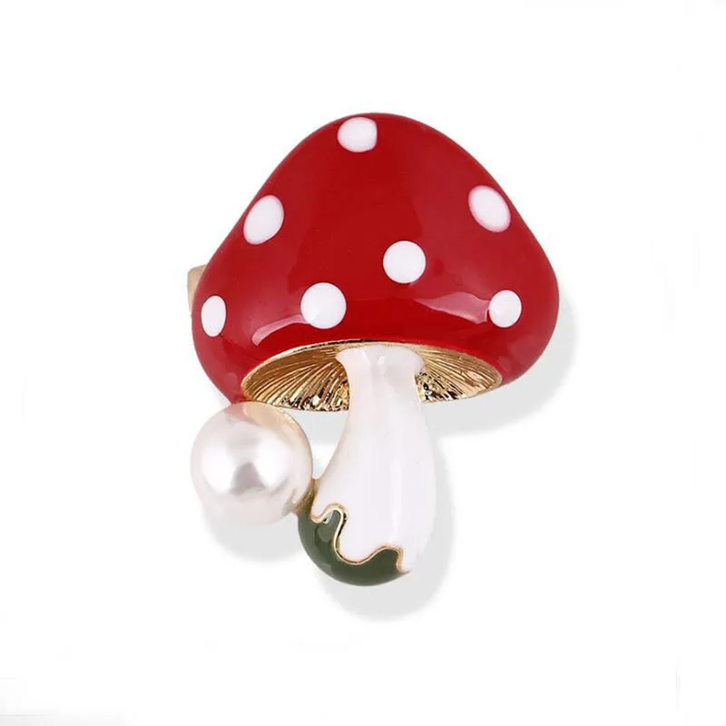 

2019 New Fashion Simulation Pearl Mushroom Brooches for Women 3 Colors Enamel Brooch Pin Badge Wedding Bride Jewelry Gift