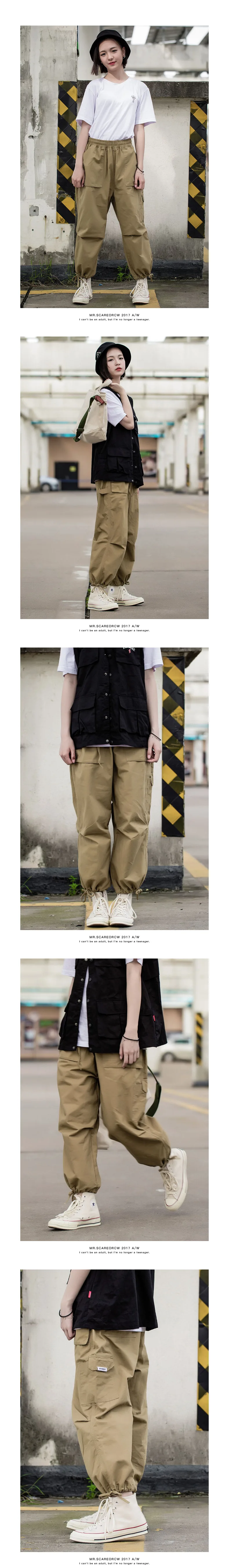Оригинальный уличный стиль Японский уличный Универсальный комбинезоны брюки свободные Hong Kong Стиль студенты спортивные повседневные брюки