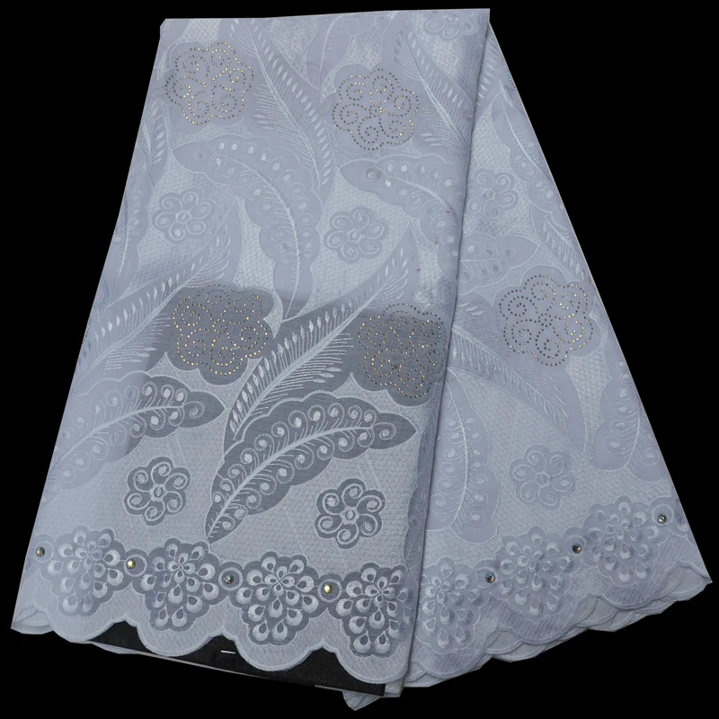 

Free shipping (5yards/pc) high quality pure white Swiss voile lace African cotton lace fabric wiht embroidery for dress CLP264