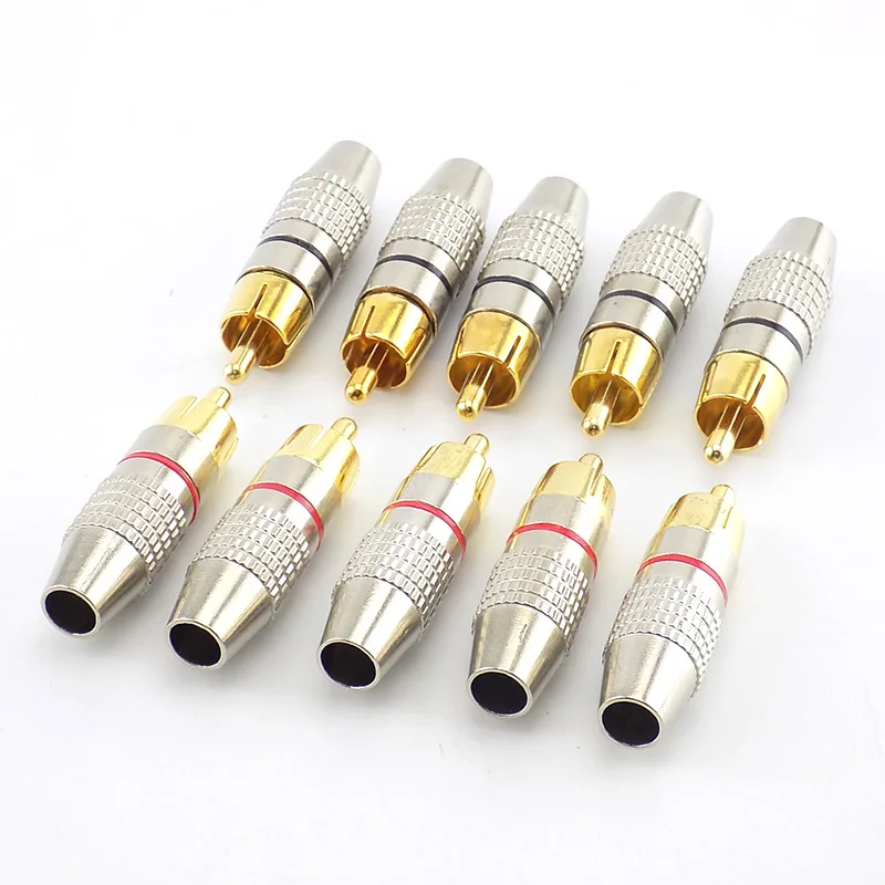 1/4/10pcs RCA Male Connector Non Solder plug Adapter for Audio Cable Plug Video CCTV camera Solder-Free high quantity n0hb brass 4mm banana female insulated jack plug wire solder connector solder type for male banana plug cable connector