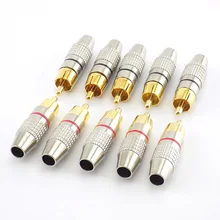 Conector macho rca, 1/peças, plug adaptador sem solda para câmera cctv e cabo de áudio solder-livre alta quantidade