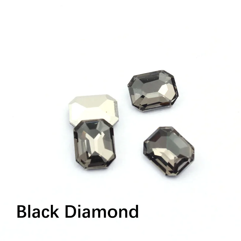 Разноцветные стразы для дизайна ногтей с кристаллами AB, золотые стразы, прямоугольные камни, драгоценный камень для ногтей, художественные талисманы, 3D украшение, маникюр, доступ - Цвет: Black diamond