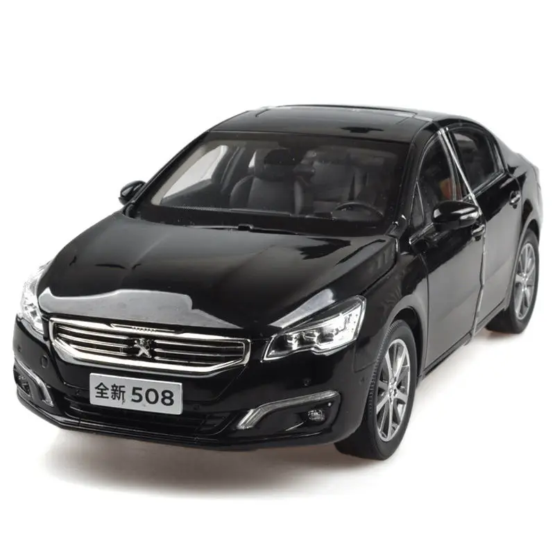 

1:18 Diecast Model for Peugeot 508 2015 Black Sedan Alloy Toy Car Miniature Collection Gift