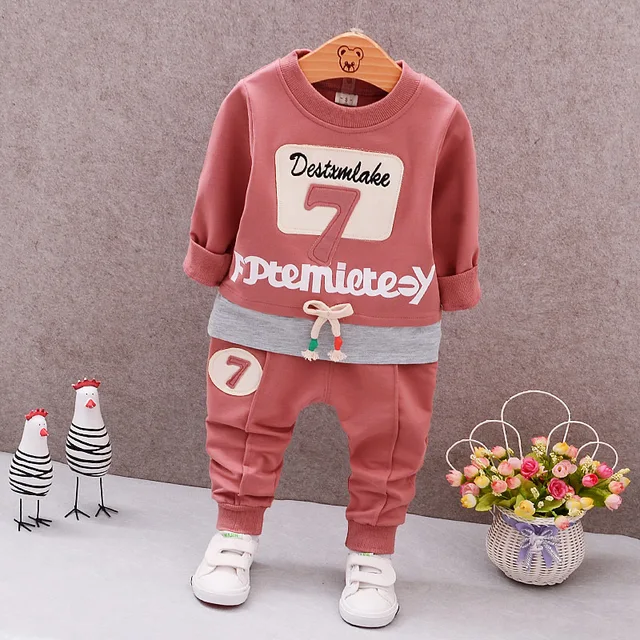 2017 Hot Sale Spring Newborn Baby Clothes Set Boy Digital English