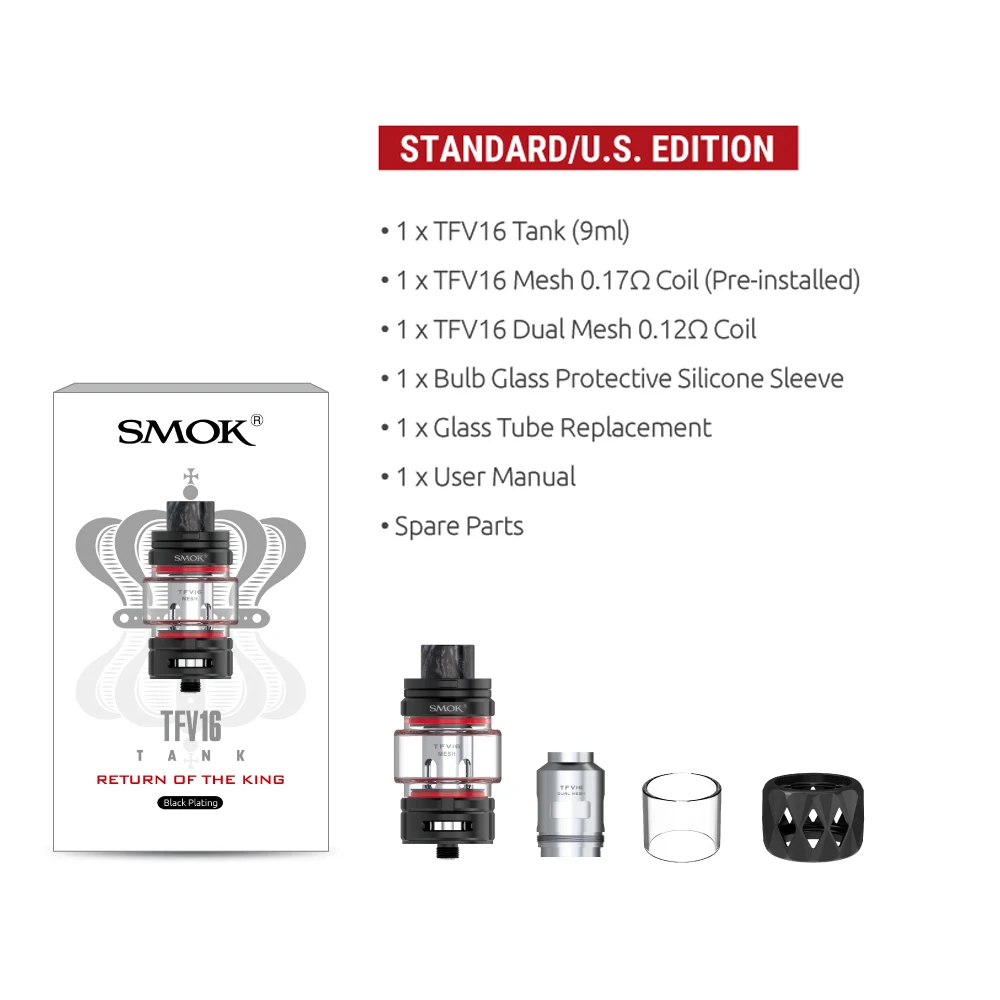 Новинка! Оригинальный бак SMOK TFV16 9 мл электронная сигарета вейп атомайзер 510 нитей