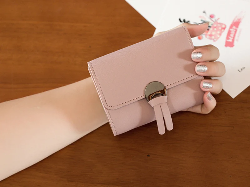 Women Short Wallet PU Leather Mini Female Money Purse New Fashion Foldable Credit Card Holder Lady Coin Bags Girl Wallets WT0121 (5)