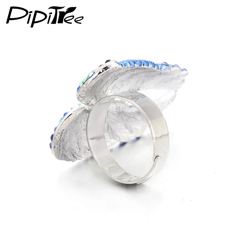 Fashion Angel Wings Ring Punk Biker Jewelry 11 Colors Antique Gold Color Vintage Rhinestone Rings for Men Women