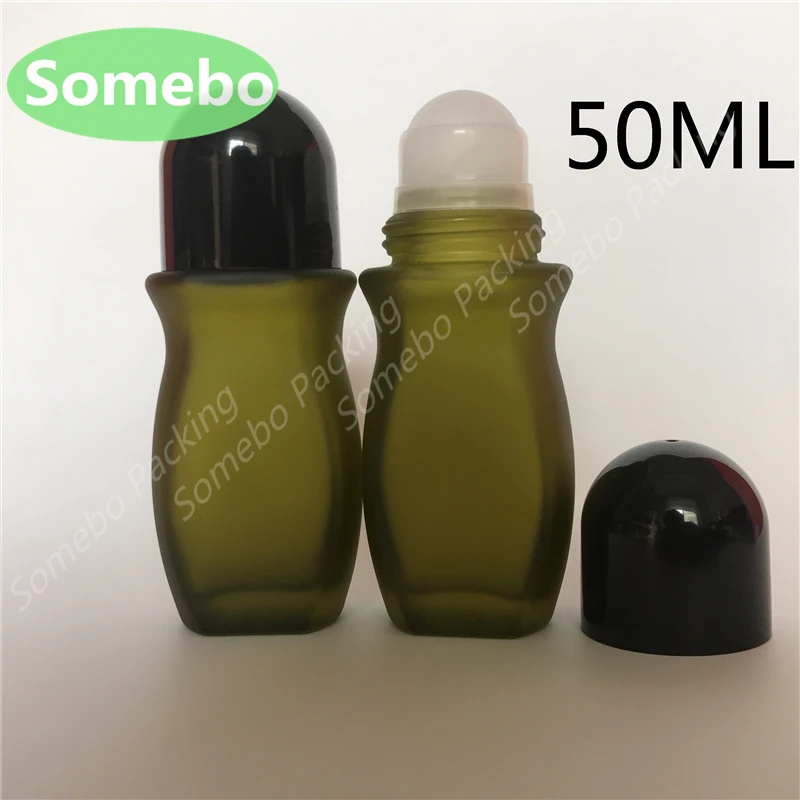 

2pcs/lot Body Massage 50ML Glass Roll Bottle Body Bottle Deodorant Ball Bottle Glass Roll On Bottles For Essential Oil