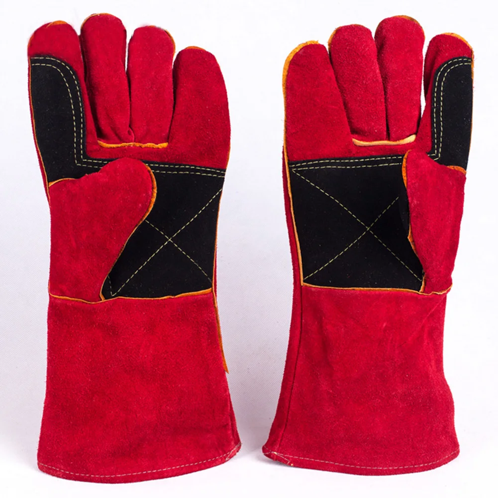 

1 Pair Oven Mitt Thicken Labour Wear Resistant Hand Protection Gloves Wood Stove Welding Heat Insulation Factory Leather Useful