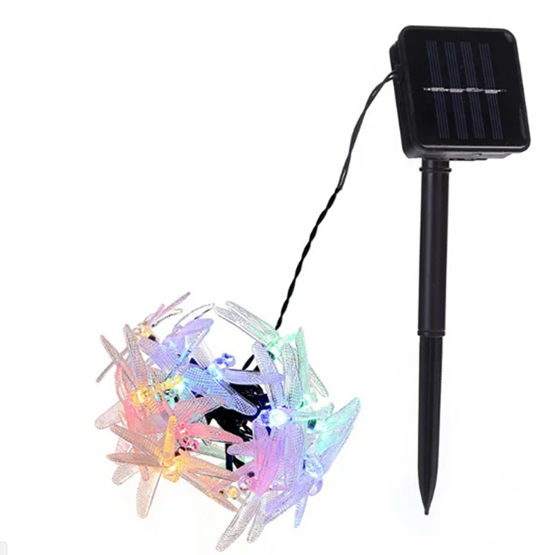 Solar Christmas Lights 20 LED Solar Dragonfly Fairy String Lights for Xmas Party garden Decorations Outdoor Solar Powered Lamp  (6)