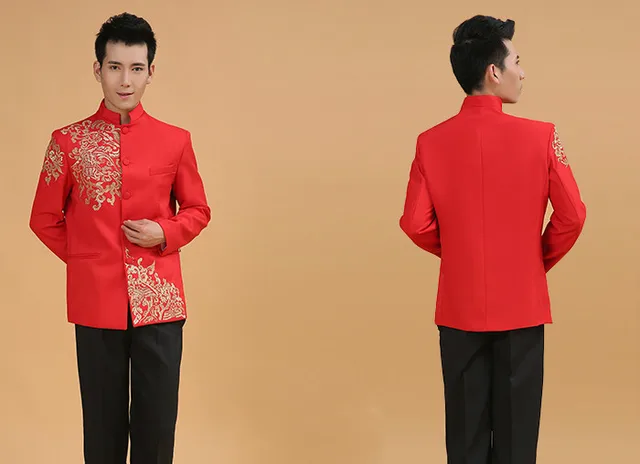 Ropa China De La Boda Rojo Hombre Ropa Masculina Popular Chino Tunica Traje Tradicional Chino De Manga Larga Superior 18 En Tops De Novedad Y De Uso Especial