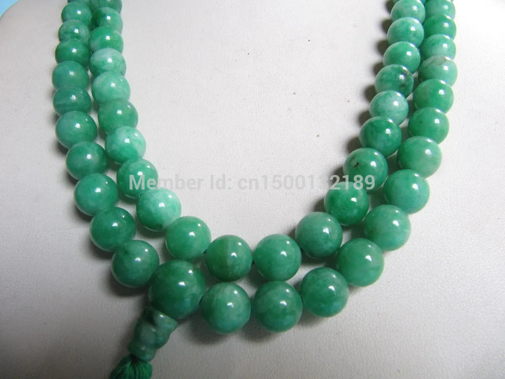 

j00331 Chinese Tibet Buddhist 108 Jade Prayer Beads Mala Necklace