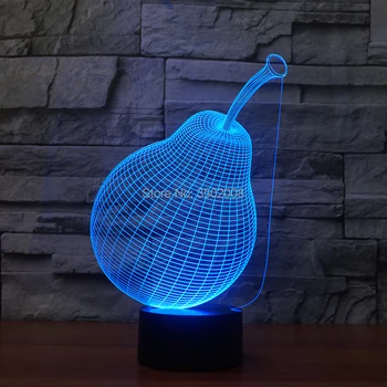 

Cartoon 3D pear shape night light 7 Changing Colors LED baby sleep Lamp For bedroom decor or kid gift