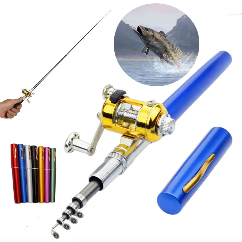 7 colors Portable Pocket Telescopic Mini Fishing Pole FRP rods 1m Pen