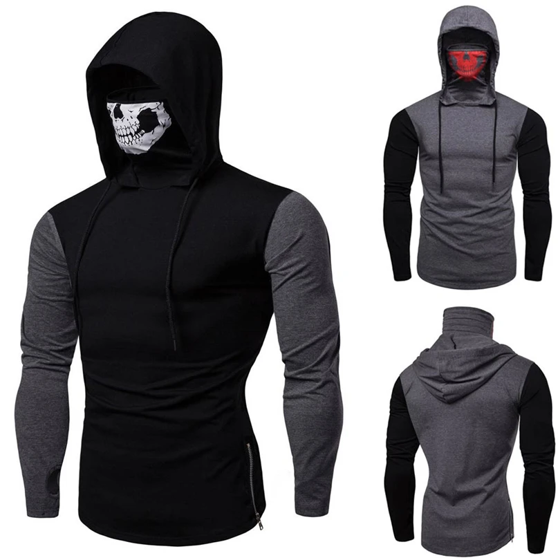

Casual Sweatshirt Fashion Mens Winter Windproof Mask Skull Splicing Pullover Long Sleeve Cycling Sweatshirt Tops Blouse #4NV22#N #N
