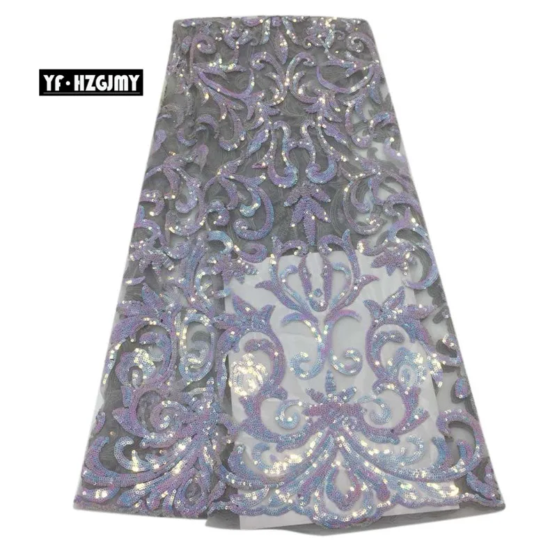 

YF HZGJMY Sequin Fabric Lilac Embroidery African Lace Fabric Latest 2019 French Tulle Net Lace Fabric for Party Dress A1706