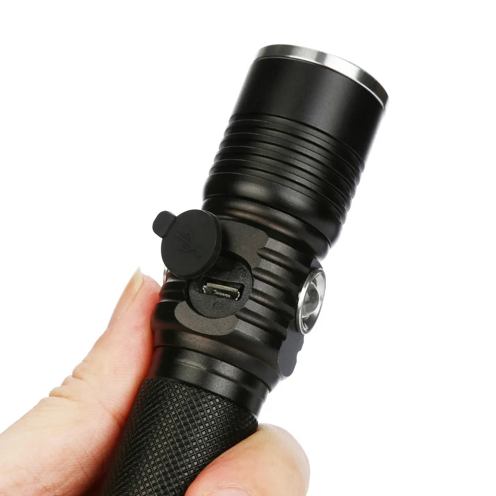 

2019 New High Quality 12000lm XML T6 LED Zoom Flashlight 18650 Torch USB Rechargeable Lamp Light Set Drop Shipping