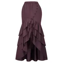 Винтаж с эластичной резинкой на талии и бантами, украшенные узлами Раффлед хай-лоу подол юбки мульти Слои