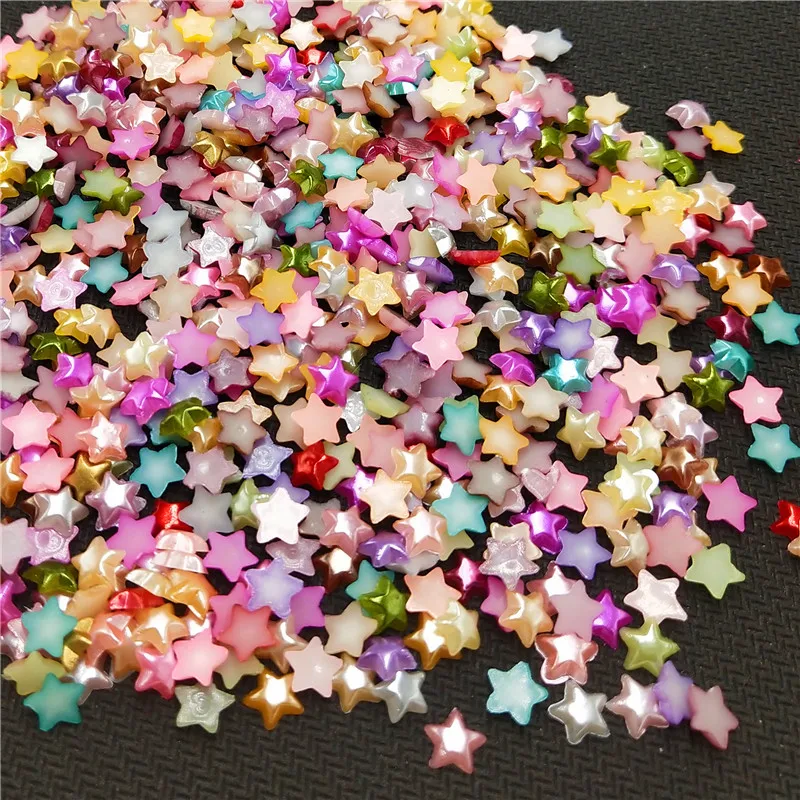 

100pcs/pack 6mm mix color star pearl Beads ABS Resin Flatback Simulated pearl Beads Jewelry DIY accessories