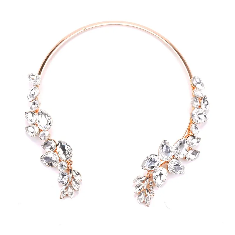 Роскошное хрустальное ожерелье с открытым воротником, женские свадебные украшения, большой воротник, ожерелье для женщин, массивное ожерелье ZA для женщин - Окраска металла: white
