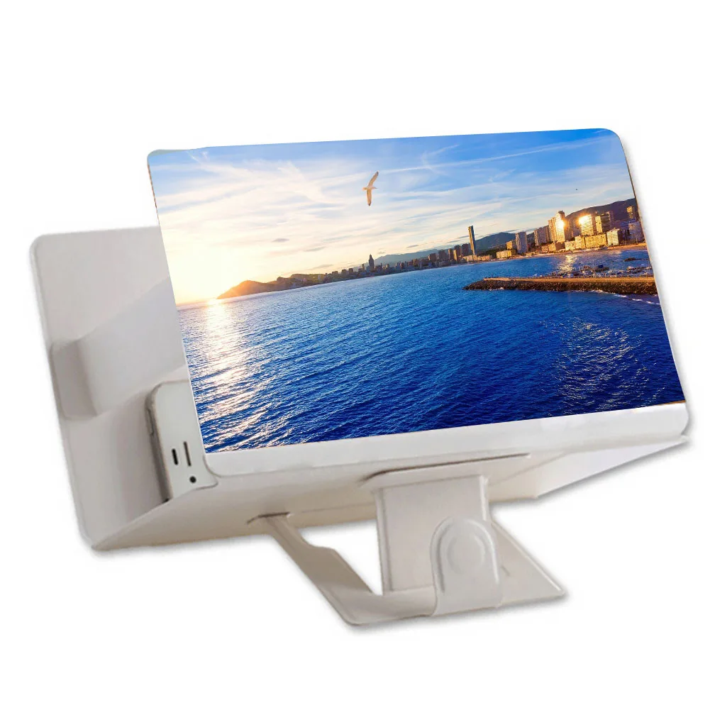 Складная лупа 3D видео экран увеличительное стекло универсальный кронштейн усилителя подставка для мобильного телефона - Цвет: white