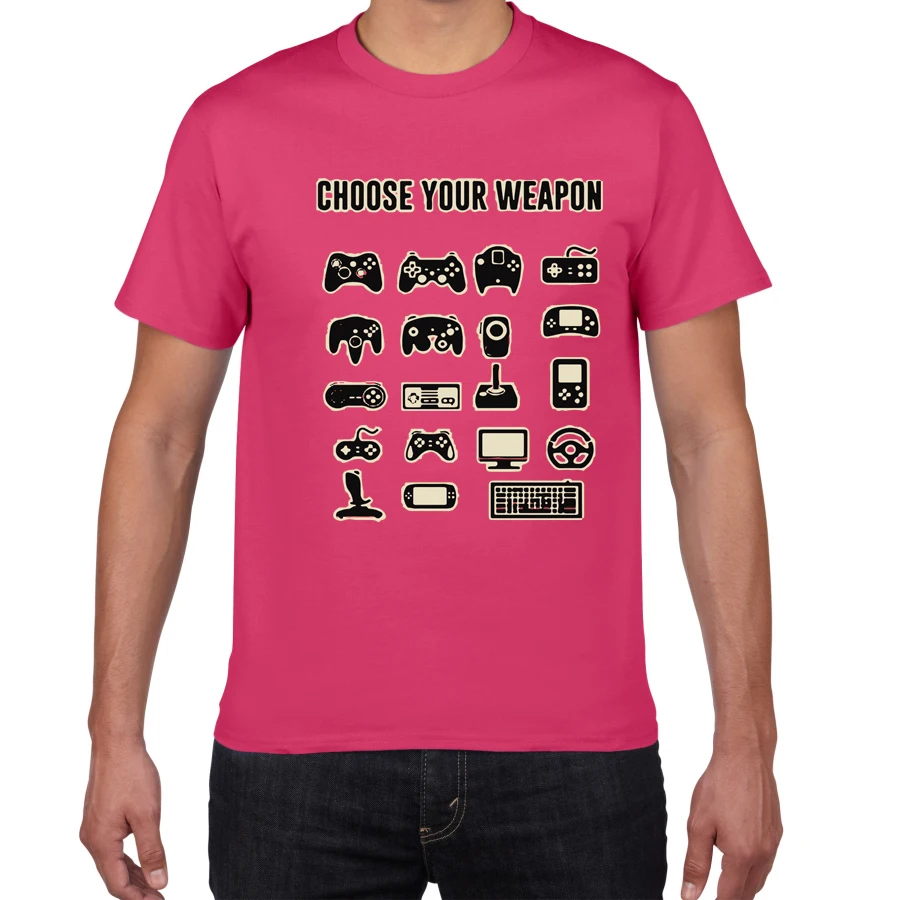 Выберите свое оружие, геймер, новинка, видеоигры, саркастическая Мужская забавная футболка, игровой вентилятор, игровой контроллер, уличная Мужская футболка - Цвет: F596MT fuchia