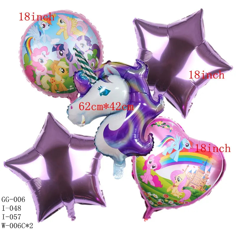 GOGO PAITY 5 шт./лот Единорог Пони алюминиевый шар Детский праздник день рождения вечеринка украшения воздушный шар - Цвет: E