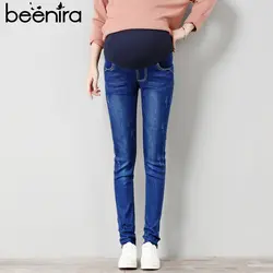 Beenira джинсы для беременных осенняя одежда Беременность беременных Для женщин джинсы Высокая талия джинсы для беременных Одежда для