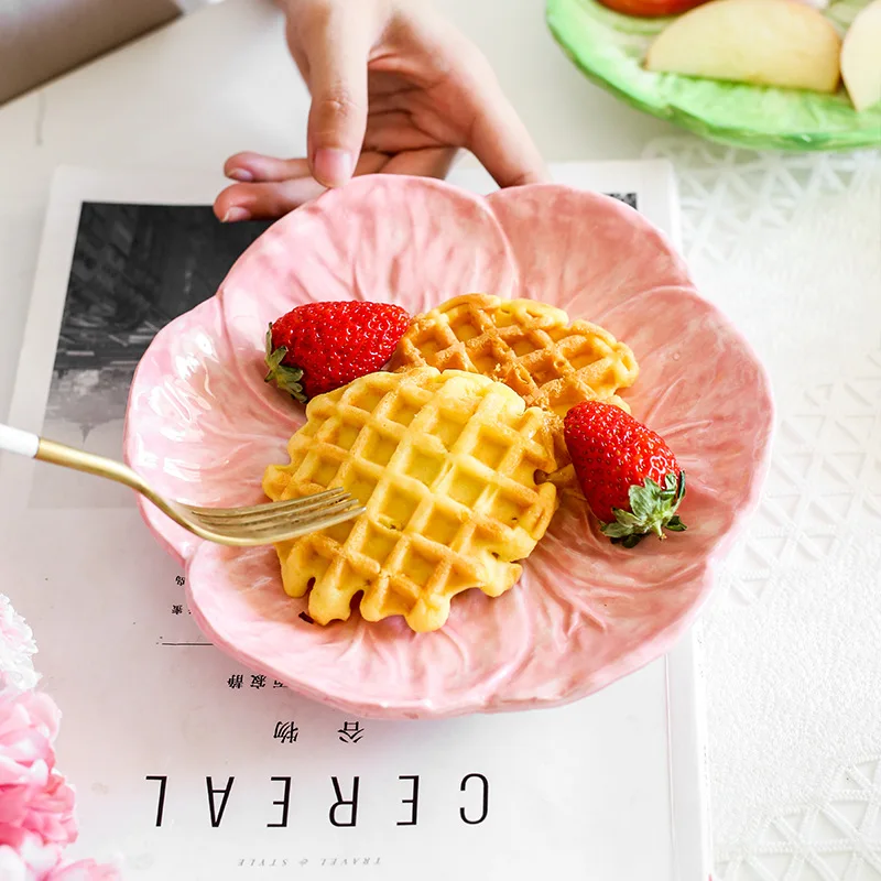 

Cute Rabbit Cabbage Ceramic Plate Bowl Round Glaze Floral Porcelain Dinner Plate Steak Fruit Tray Salad Bowl Snack Dishes Plate