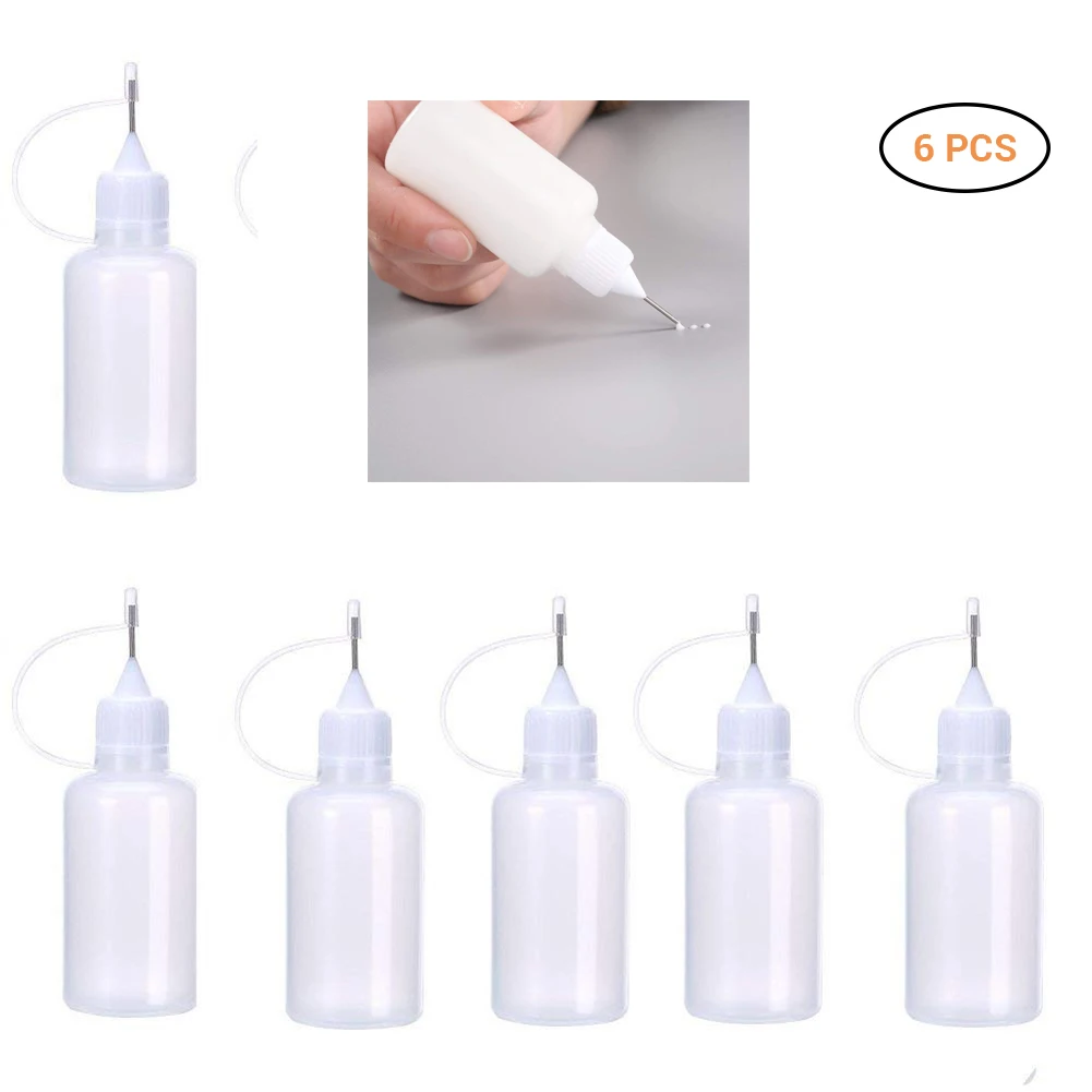 6pcs 30ml Needle Tip Glue Bottle Diy Paper Art Quilling Tool Craft