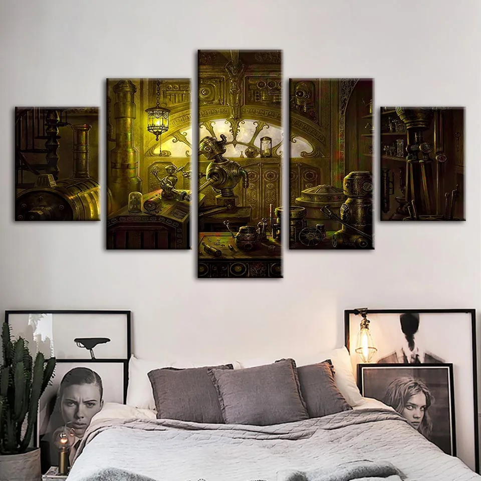 

Canvas Painting Printed Steampunk Fantasy Backgrounds Scenery Home Decoration Wall Artwork Modular Pictures Posters Framework