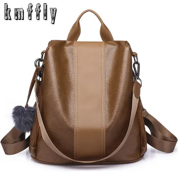 

2019 Vintage Leather Backpacks Female Travel Shoulder Bag Anti-thief Women Backpack Large Capacity Rucksacks For Girls Dayback