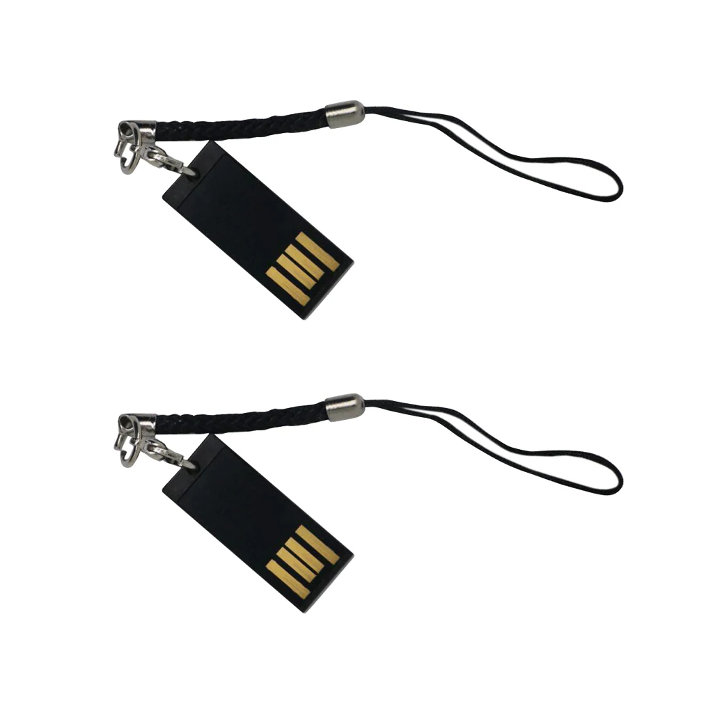 2Pcs Storage USB Flash Drive Memory Stick Mini Pen Drive Pendant  Black 32GB