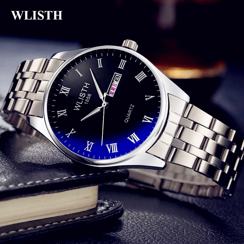 

2019 New WLISTH Watch Fashion Men Wrist Watch Stainless Steel Quartz Week English Calendar Man Clock Waterproof Rolex_watch