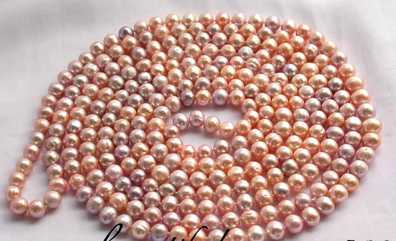 

Free shipping@@@@@ REAL 100" 10mm pink purple freshwater pearl necklace Z1905