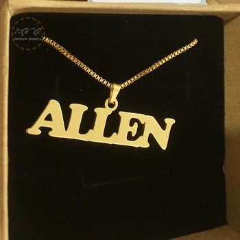 

Punk Jewelry Custom Name Personalized Necklace For Women Stainless Steel Cuban Chain Pendant Signature Customized Jewelry 2018