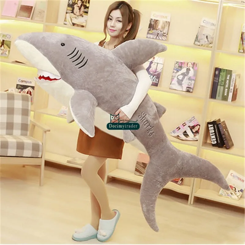 Dorimytrader 180cm Huge Soft Animals Shark Plush Toys Big Stuffed Fluffy Sea Animal Bite Sharks Kids Play Doll Present Cute Home Decoration DY60388 (9)