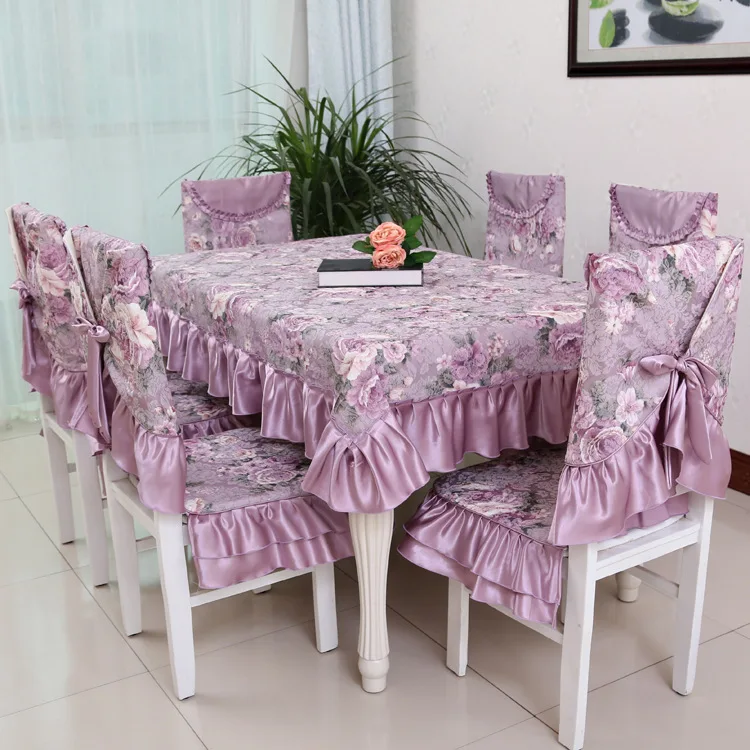 European style Purple Floral jacquard tablecloth set suit 130*180cm